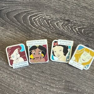 Disney Character Pin Set - Red, Blue, Yellow, Black